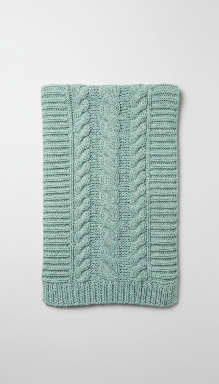 Soft Mint Knit Scarf Cashmere Blend